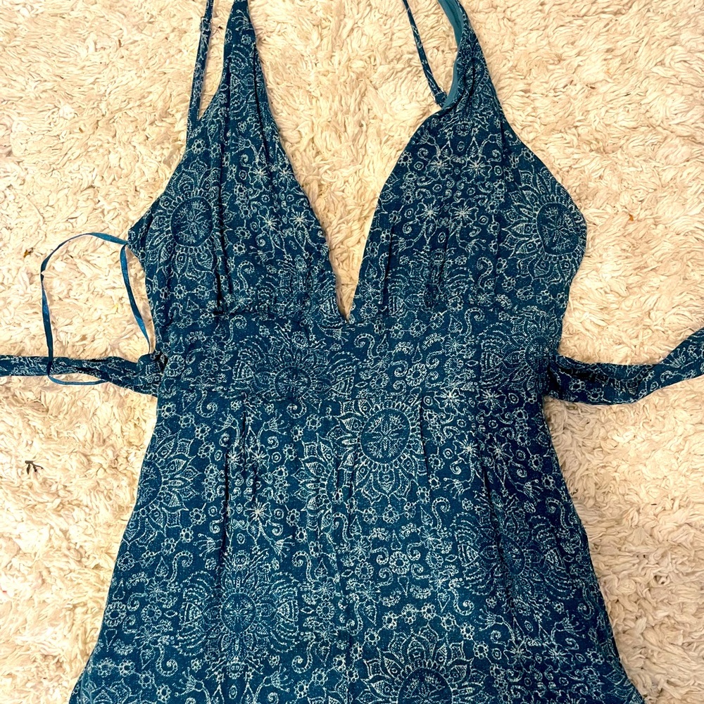 Adorable Blue Patterned Romperopen Back - image 1